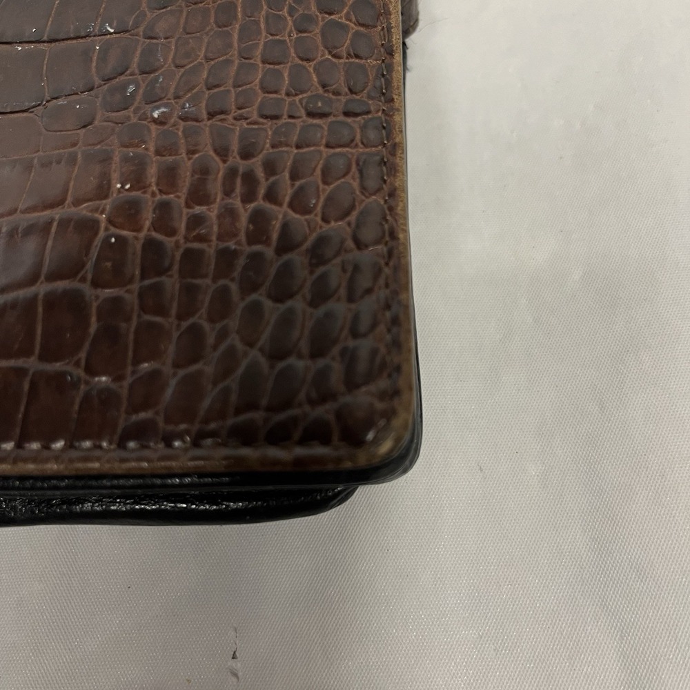 Brighton Brown & Black Croc Leather Crossbody-Shoulder Bag - Picture 9 of 13